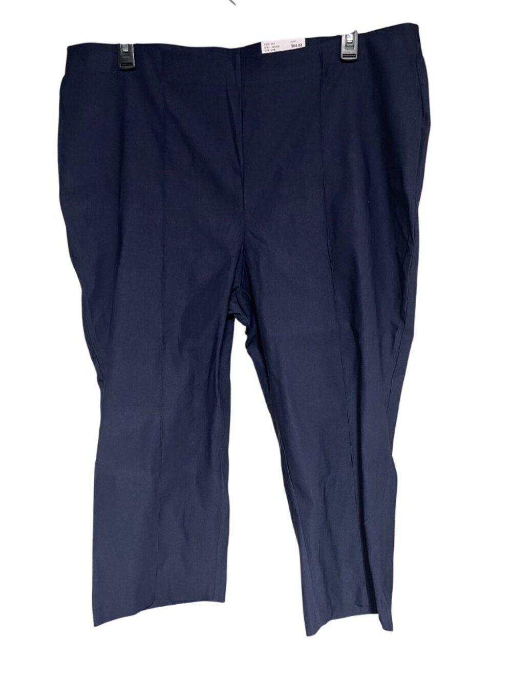 Rafaella Womens Blue Pin Tuck Crop Pants Size 20W Stretch Fit Office Minimalist
